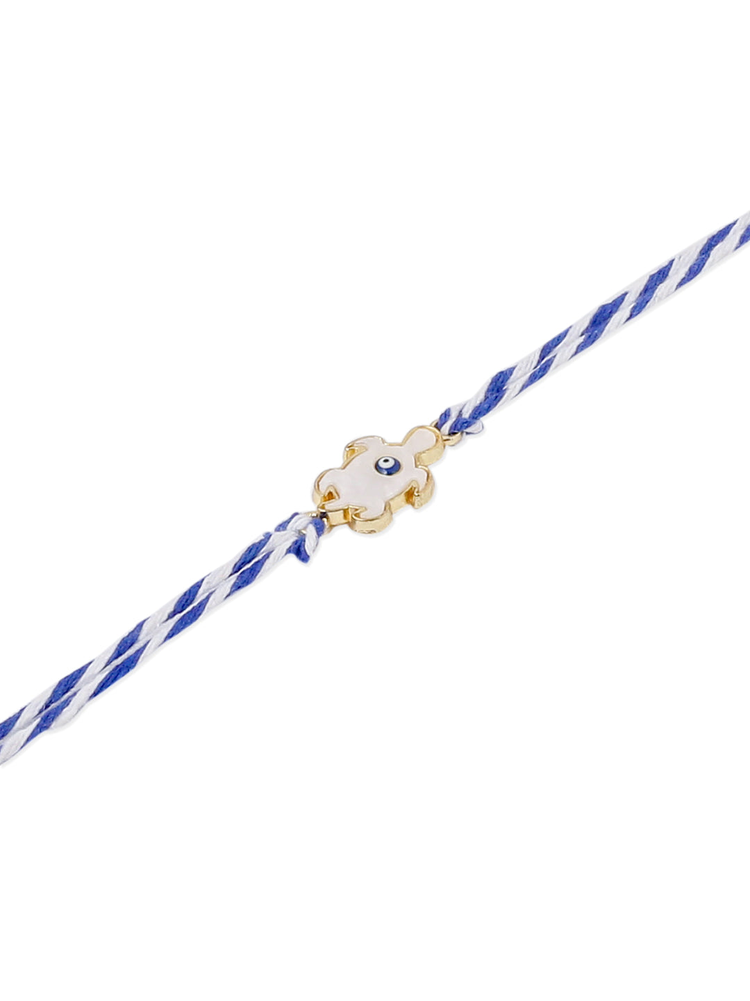 NVR Men Blue Evil Eye Thread Rakhi with Roli Chawal Chandan & Mishri | Swadesiicart