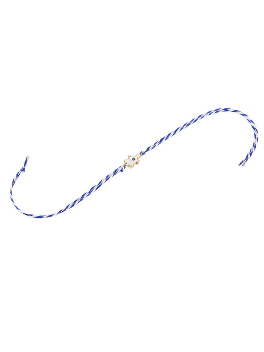 NVR Men Blue Evil Eye Thread Rakhi with Roli Chawal Chandan & Mishri | Swadesiicart