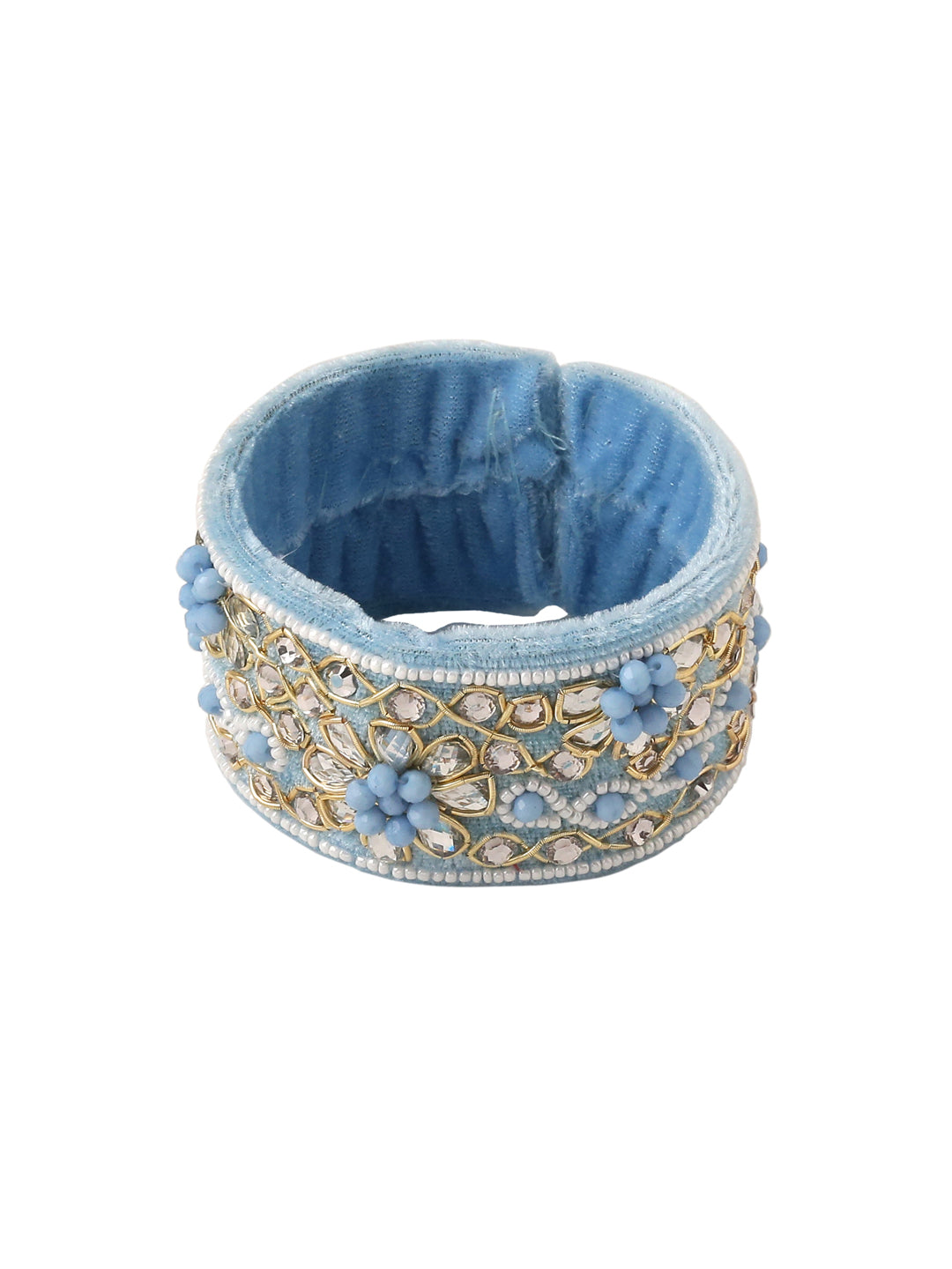 NVR Set of 2 Blue Artificial Stones & Beads Floral Bhaiya Bhabhi Rakhi Combo | Swadesiicart