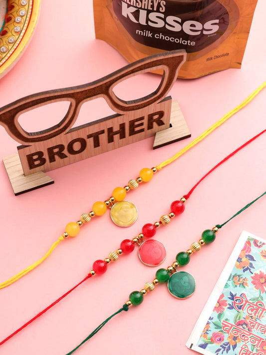 NVR Men Set of 3 Multicolor Artificial Beads Thread Rakhi, Combo for Rakshabandhan | Swadesiicart