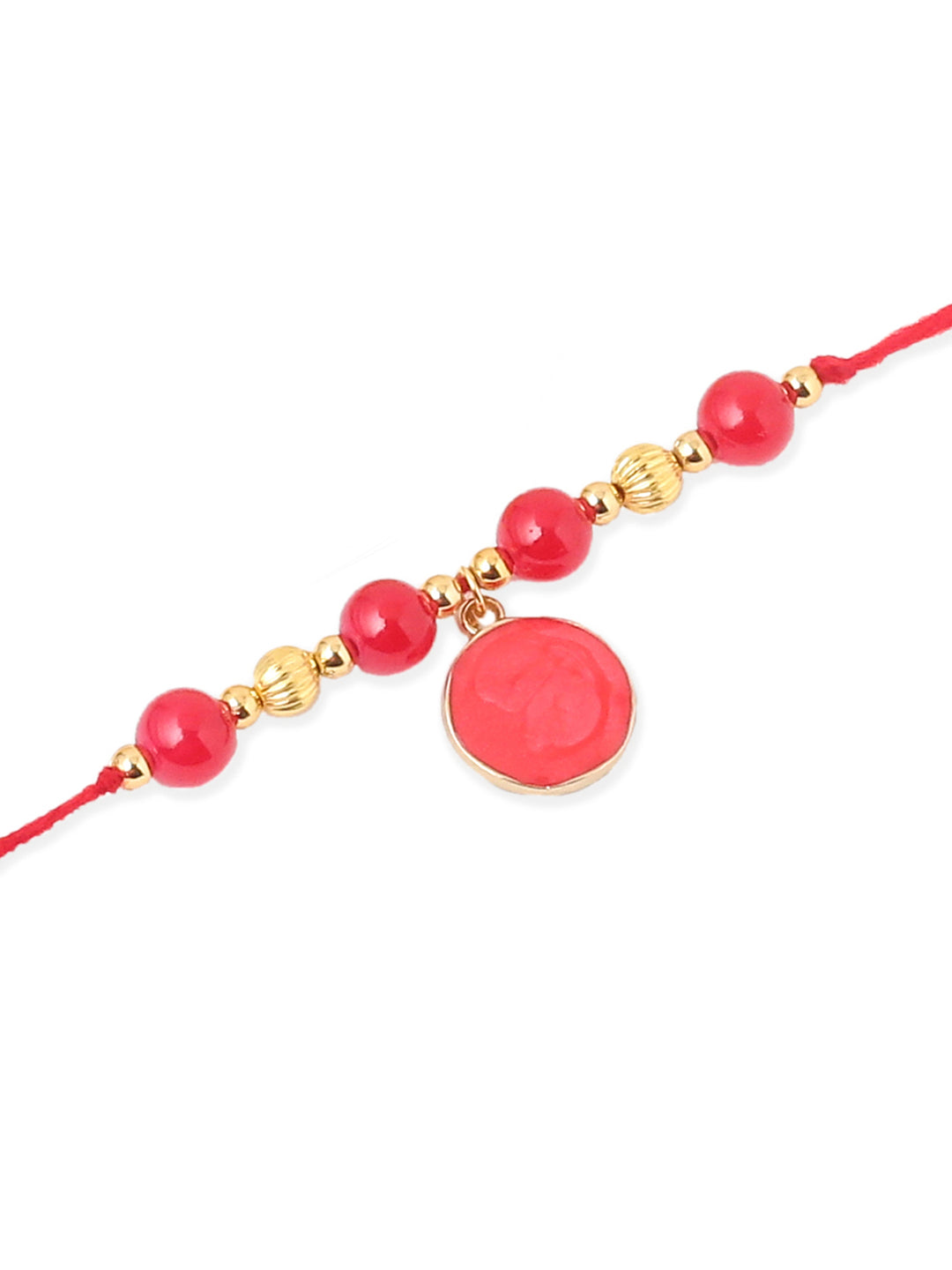 NVR Men Set of 3 Multicolor Artificial Beads Thread Rakhi with Roli Chawal Chandan & Mishri | Swadesiicart