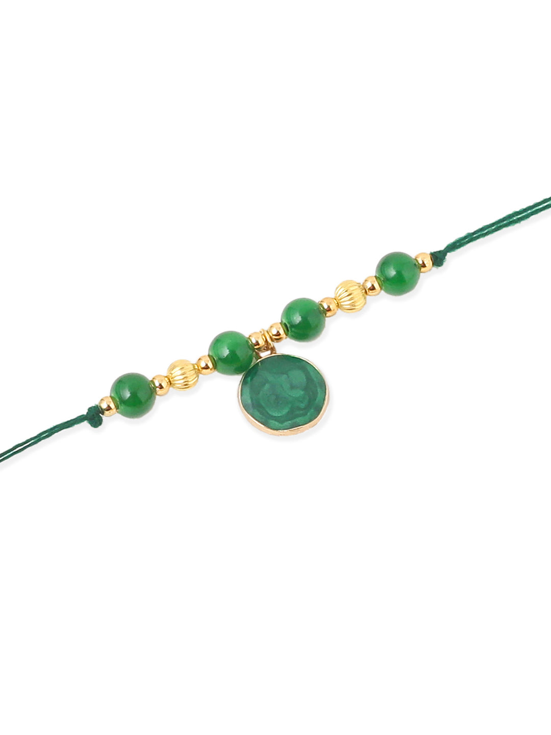 NVR Men Set of 3 Multicolor Artificial Beads Thread Rakhi with Roli Chawal Chandan & Mishri | Swadesiicart
