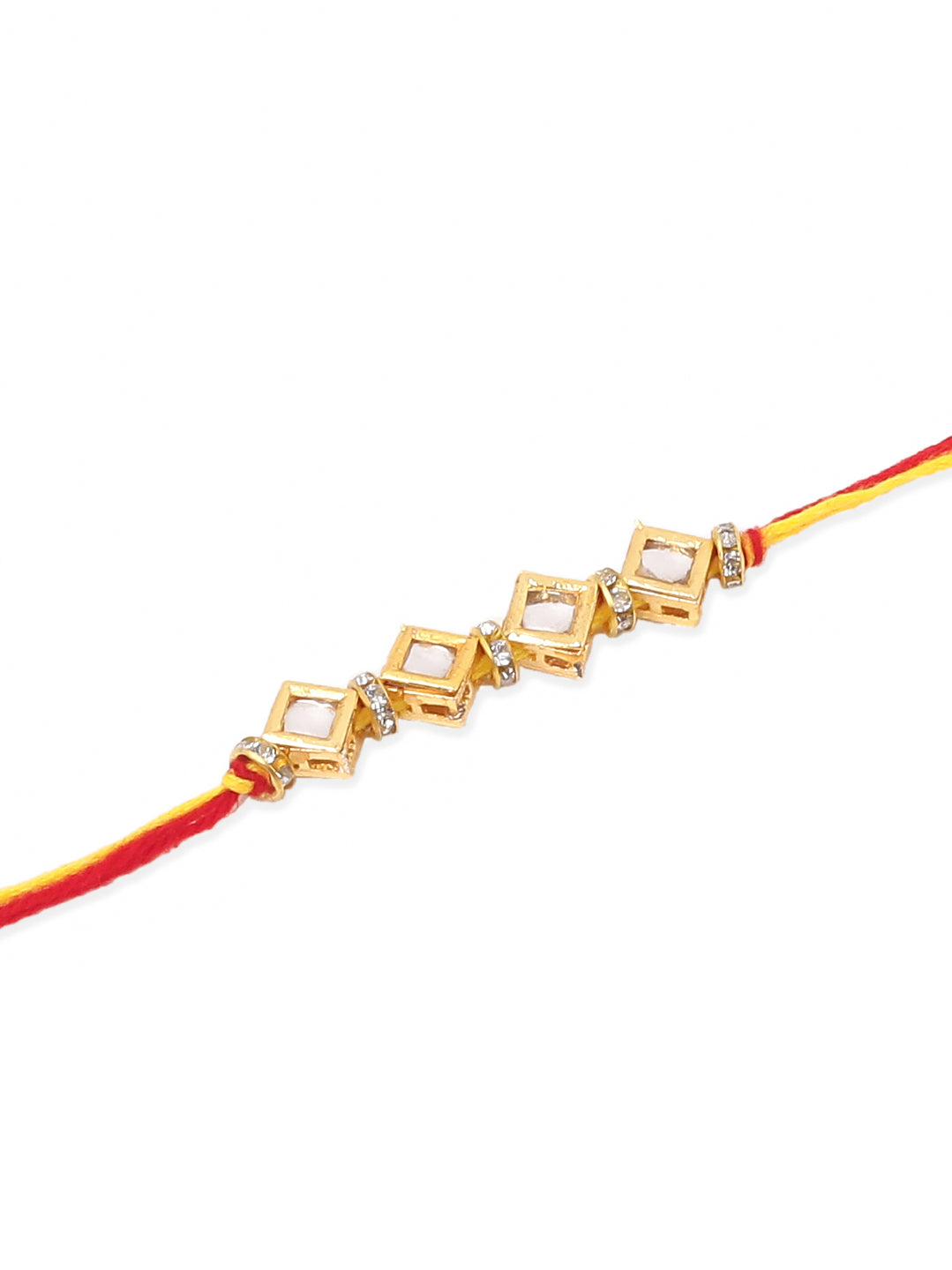NVR Men's Set of 2 Multicolor Kundan Studded Thread Rakhi, Combo for Rakshabandhan | Swadesiicart