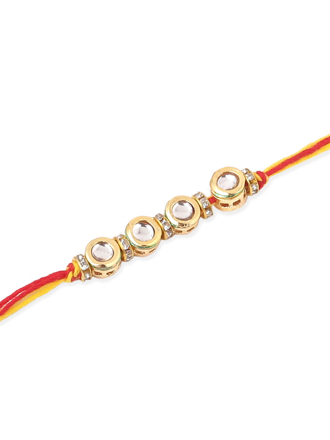 NVR Men's Set of 2 Multicolor Kundan Studded Thread Rakhi, Combo for Rakshabandhan | Swadesiicart