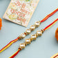 NVR Men Set of 2 Multicolor Kundan Studded Thread Rakhi with Roli Chawal Chandan & Mishri - Swadesiicart