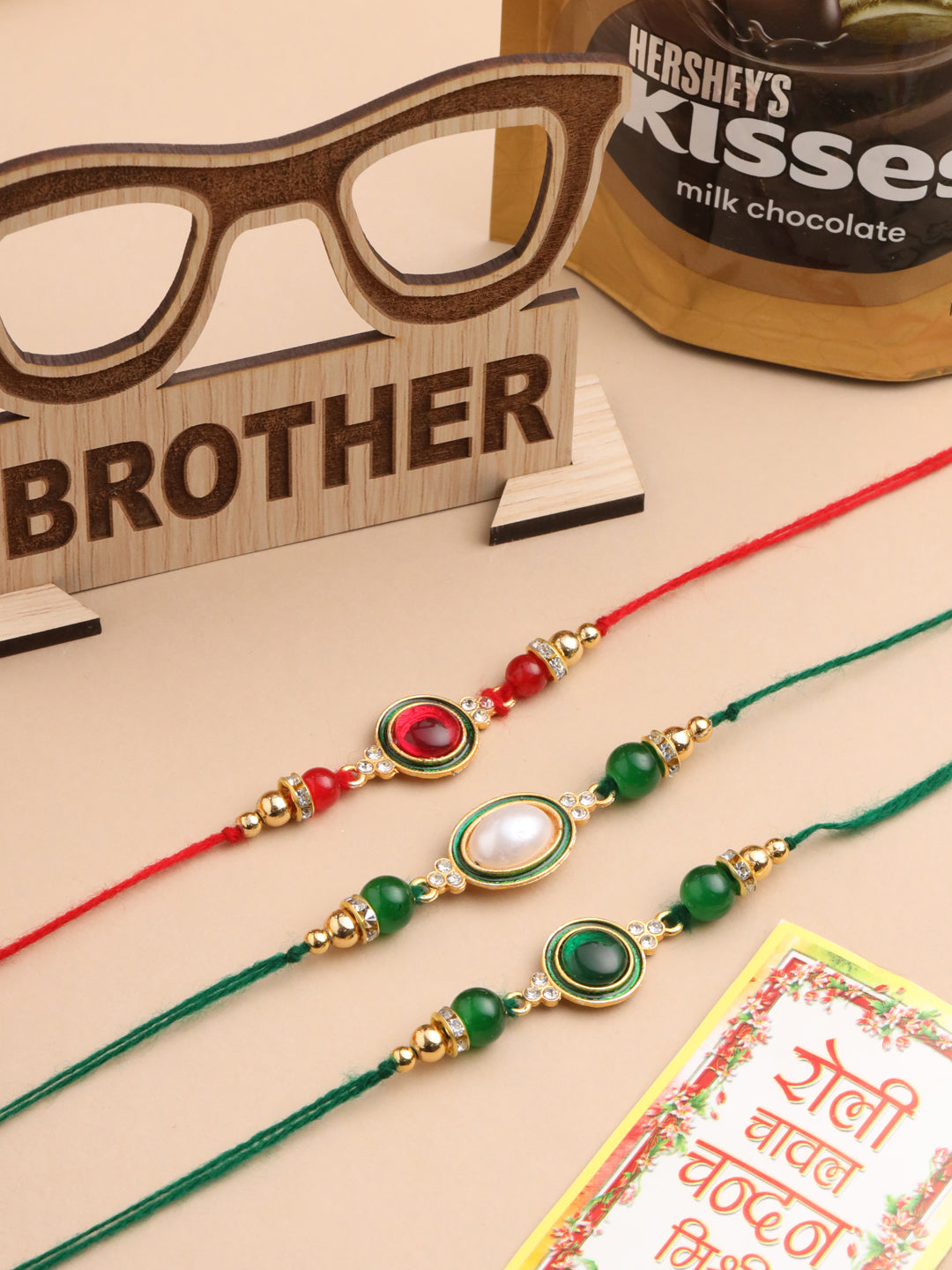NVR Men Set of 3 Multicolor Artificial Beads & Pearls Thread Rakhi Combo | Swadesiicart