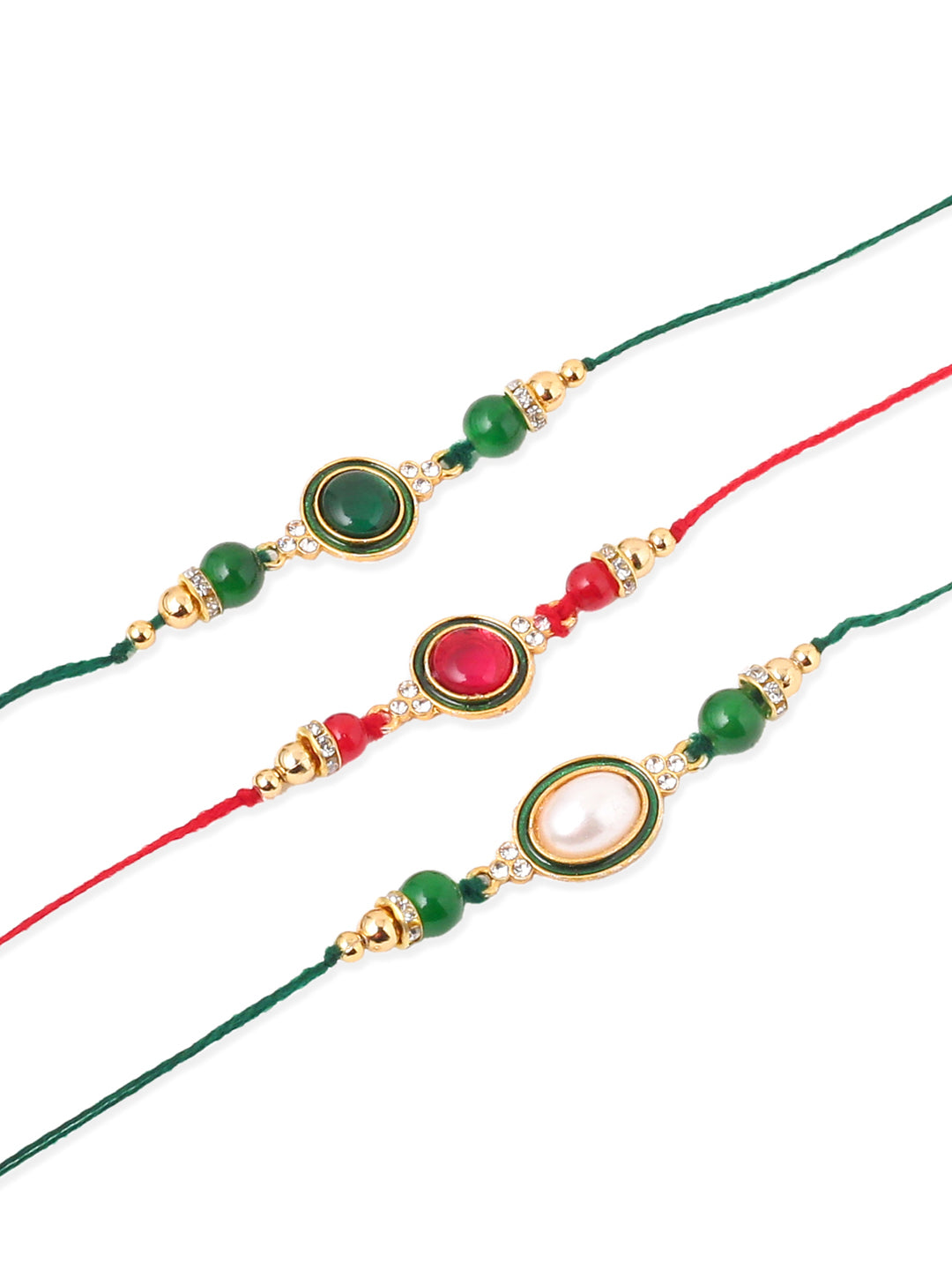 NVR Men Set of 3 Multicolor Artificial Beads & Pearls Thread Rakhi Combo | Swadesiicart