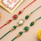 NVR Men Set of 3 Multicolor Artificial Beads & Pearls Thread Rakhi with Roli Chawal Chandan & Mishri - Swadesiicart