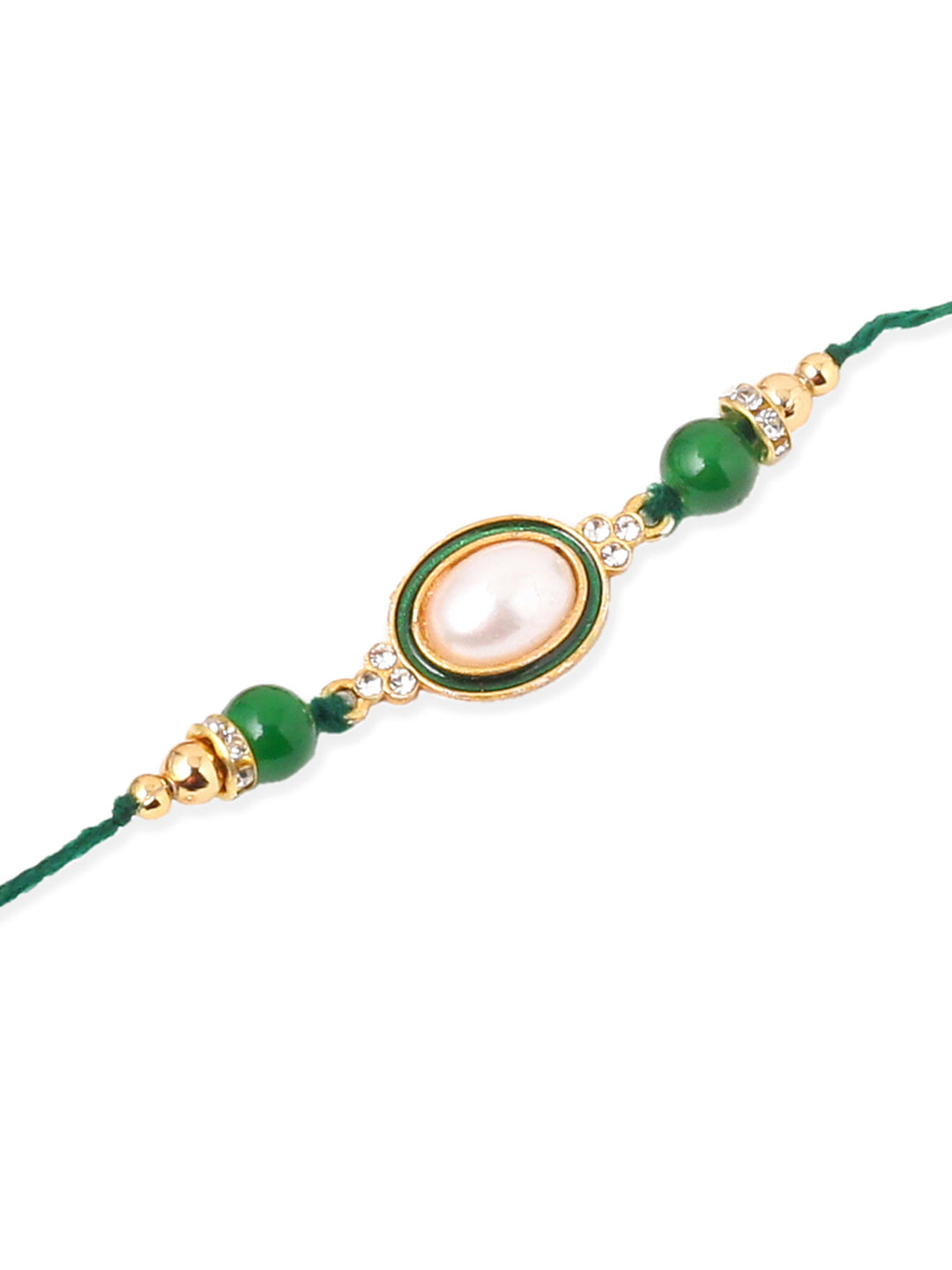 NVR Men Set of 3 Multicolor Artificial Beads & Pearls Thread Rakhi with Roli Chawal Chandan & Mishri - Swadesiicart