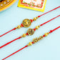 NVR Men Set of 3 Gold Toned Thread Rakhi with Roli Chawal Chandan & Mishri - Swadesiicart