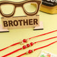 NVR Men Set of 3 Red Artificial Beads & Pearls Thread Rakhi, Combo for Rakshabandhan - Swadesiicart