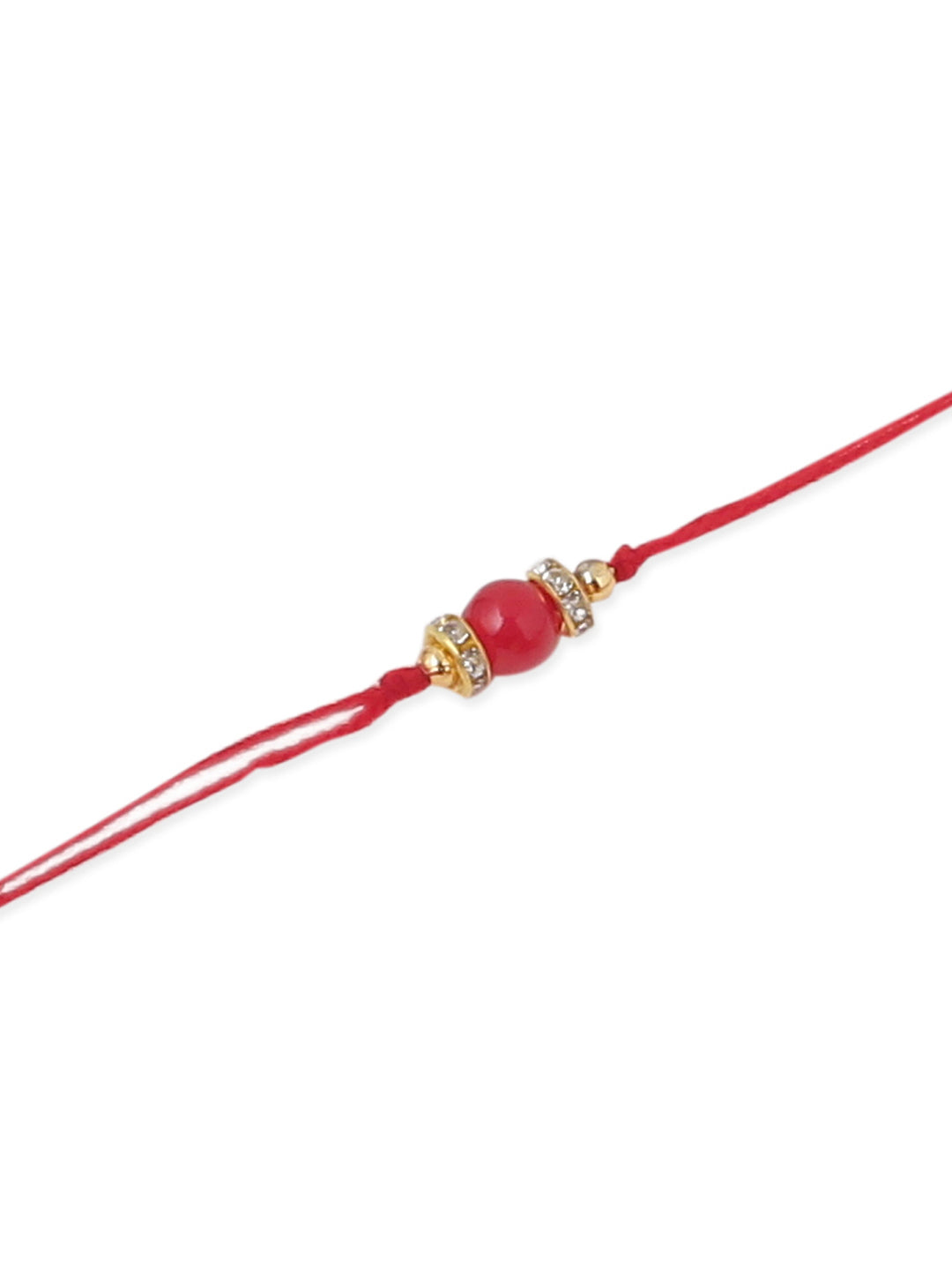 NVR Men Set of 3 Red Artificial Beads & Pearls Thread Rakhi, Combo for Rakshabandhan - Swadesiicart
