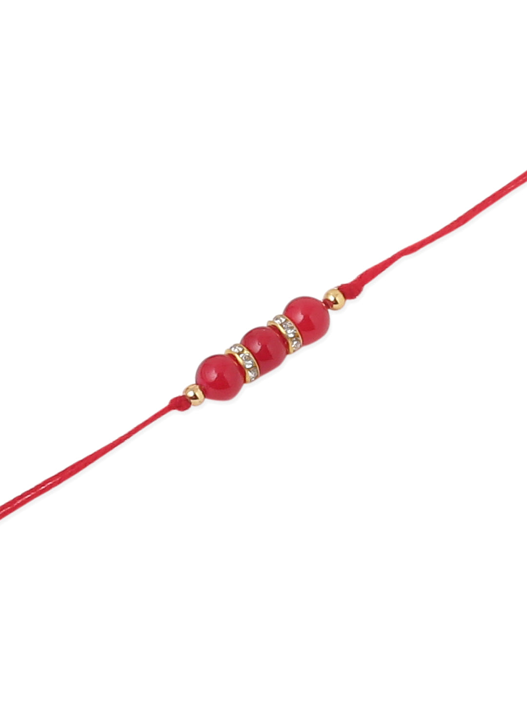 NVR Men Set of 3 Red Artificial Beads & Pearls Thread Rakhi, Combo for Rakshabandhan - Swadesiicart