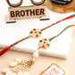 NVR Set of 2 Artificial Beads & Sea Shell Floral Design Bhaiya Bhabhi Rakhi Combo | Swadesiicart