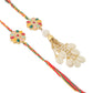 NVR Set of 2 Artificial Beads & Sea Shell Floral Design Bhaiya Bhabhi Rakhi Combo | Swadesiicart