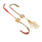 NVR Set of 2 Artificial Beads & Sea Shell Floral Design Bhaiya Bhabhi Rakhi with Roli Chawal Chandan & Mishri | Swadesiicart