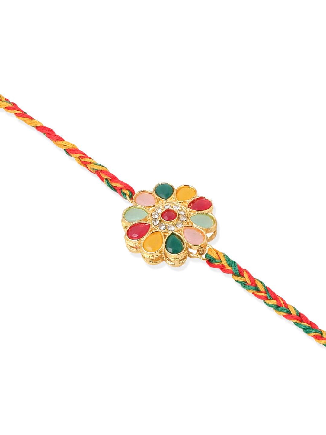 NVR Set of 2 Artificial Beads & Sea Shell Floral Design Bhaiya Bhabhi Rakhi with Roli Chawal Chandan & Mishri | Swadesiicart