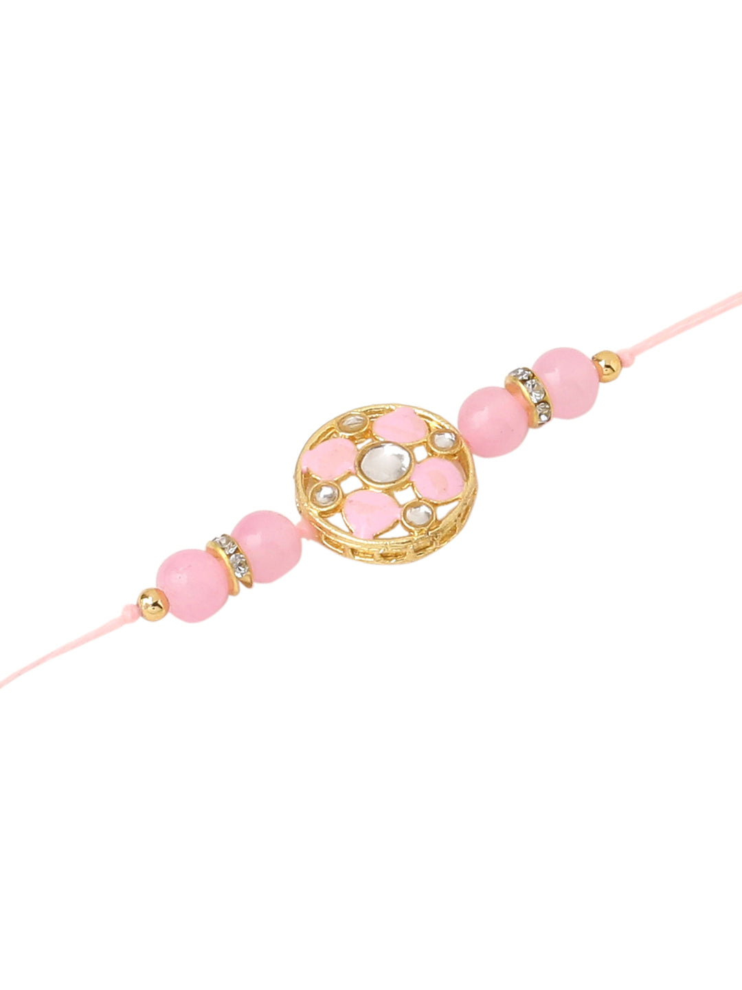 NVR Men Set of 2 Artificial Stones & Beads Floral Design Thread Rakhi Combo | Swadesiicart