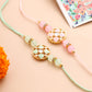 NVR Men Set of 2 Artificial Stones & Beads Floral Design Thread Rakhi with Roli Chawal Chandan & Mishri - Swadesiicart