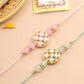 NVR Men Set of 2 Artificial Stones & Beads Floral Design Thread Rakhi with Roli Chawal Chandan & Mishri - Swadesiicart