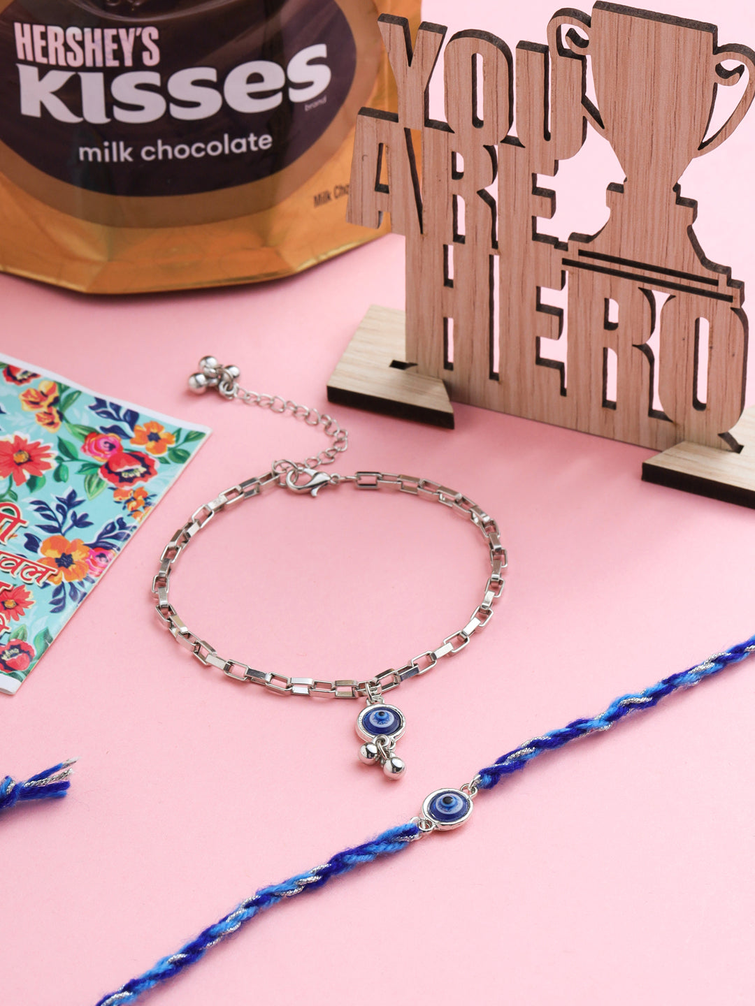 NVR Set of 2 Blue Evil Eye Bhaiya Bhabhi Rakhi, Combo for Rakshabandhan | Swadesiicart
