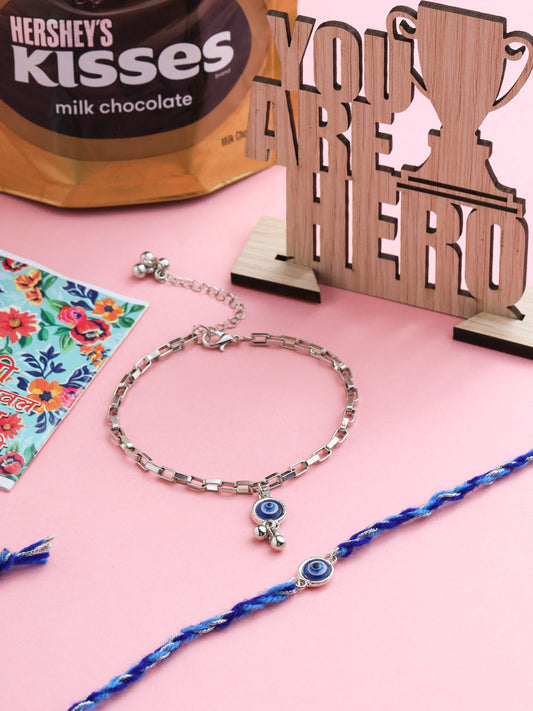 NVR Set of 2 Blue Evil Eye Bhaiya Bhabhi Rakhi, Combo for Rakshabandhan | Swadesiicart