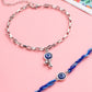 NVR Set of 2 Blue Evil Eye Bhaiya Bhabhi Rakhi with Roli Chawal Chandan & Mishri | Swadesiicart