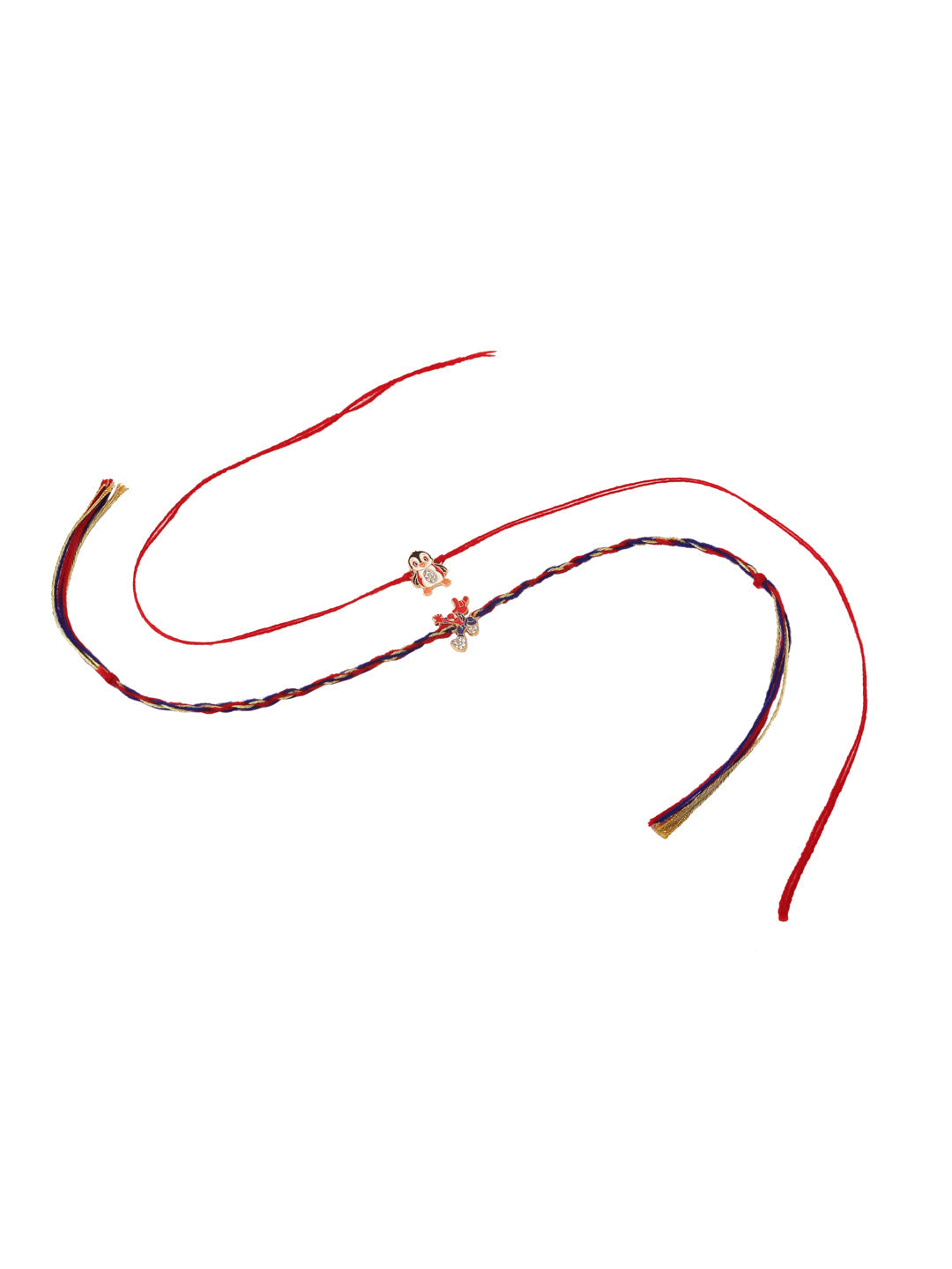 NVR Kids Set of 2 Cartoon Character Blue & Red Thread Rakhi with Roli Chawal Chandan & Mishri | Swadesiicart