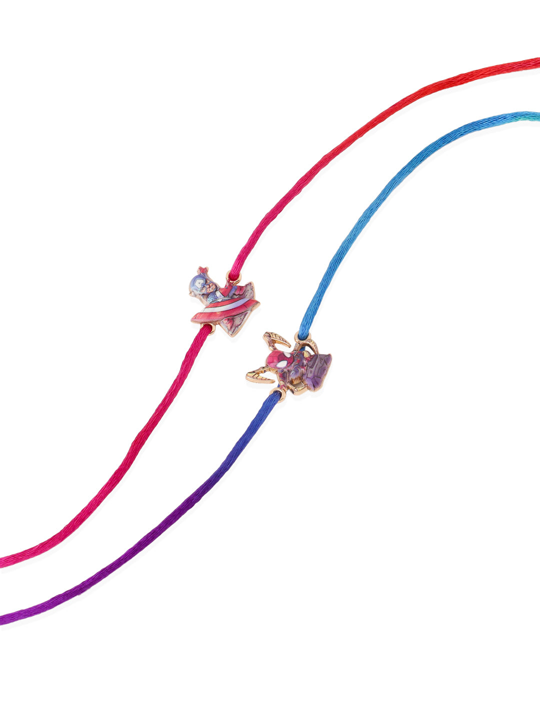 NVR Kids Set of 2 Cartoon Character Purple & Red Thread Rakhi with Roli Chawal Chandan & Mishri | Swadesiicart