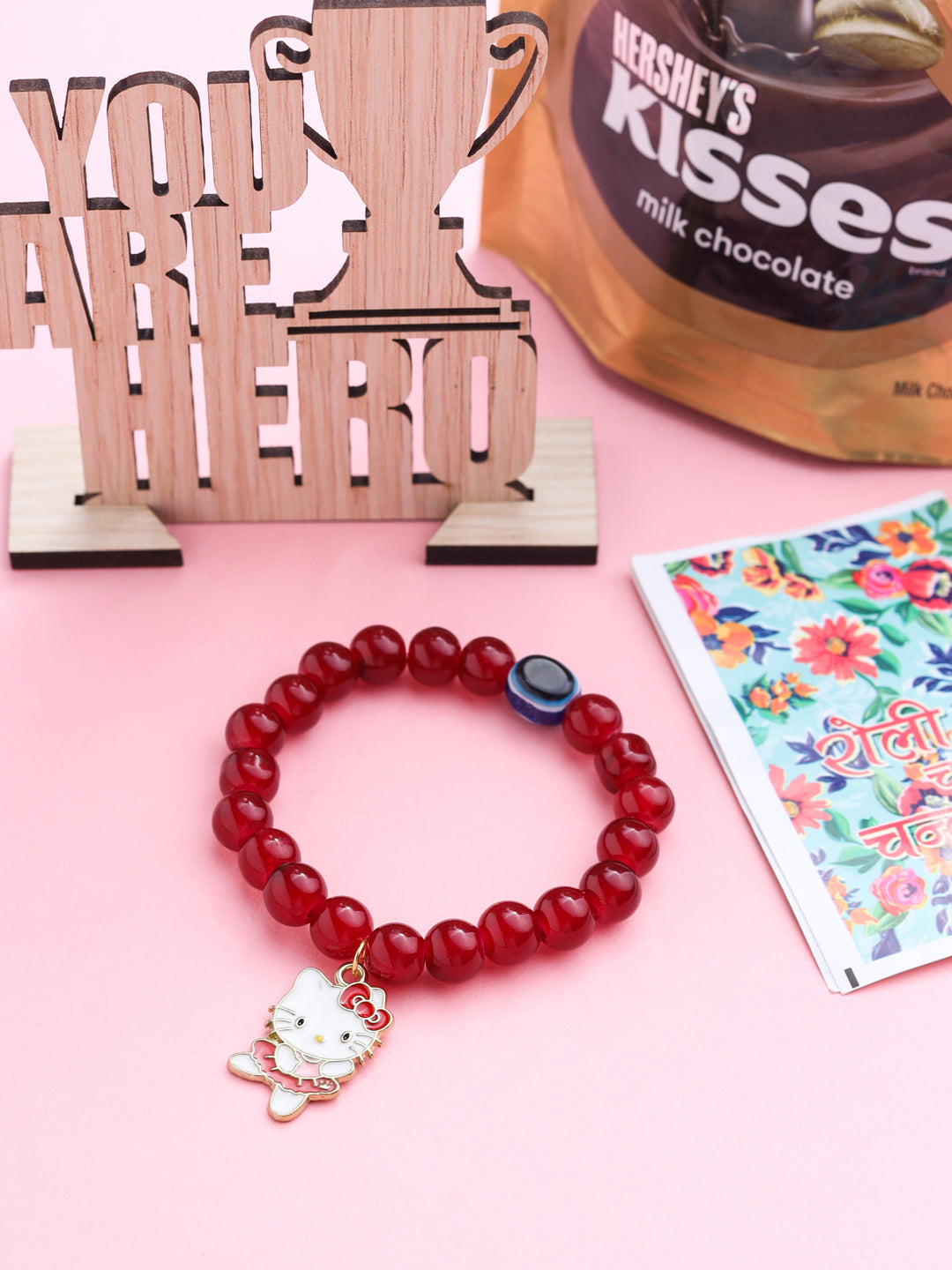 NVR Kids Cartoon Design Maroon Artificial Beads Thread Rakhi, Combo for Rakshabandhan | Swadesiicart