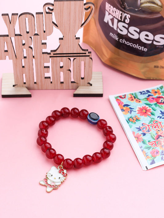 NVR Kids Cartoon Design Maroon Artificial Beads Thread Rakhi, Combo for Rakshabandhan | Swadesiicart