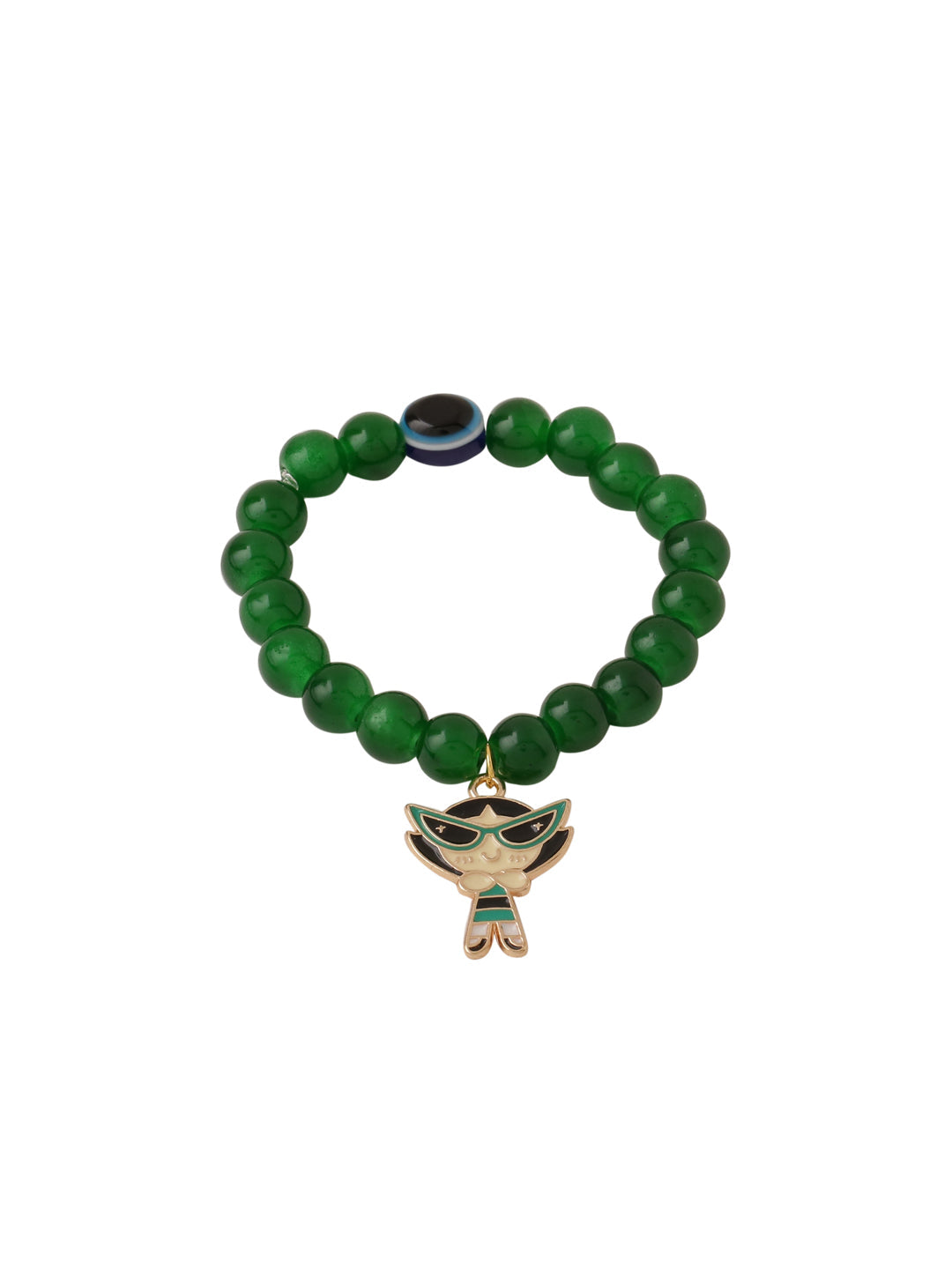 NVR Kids Cartoon Design Green Artificial Beads Thread Rakhi with Roli Chawal Chandan & Mishri | Swadesiicart