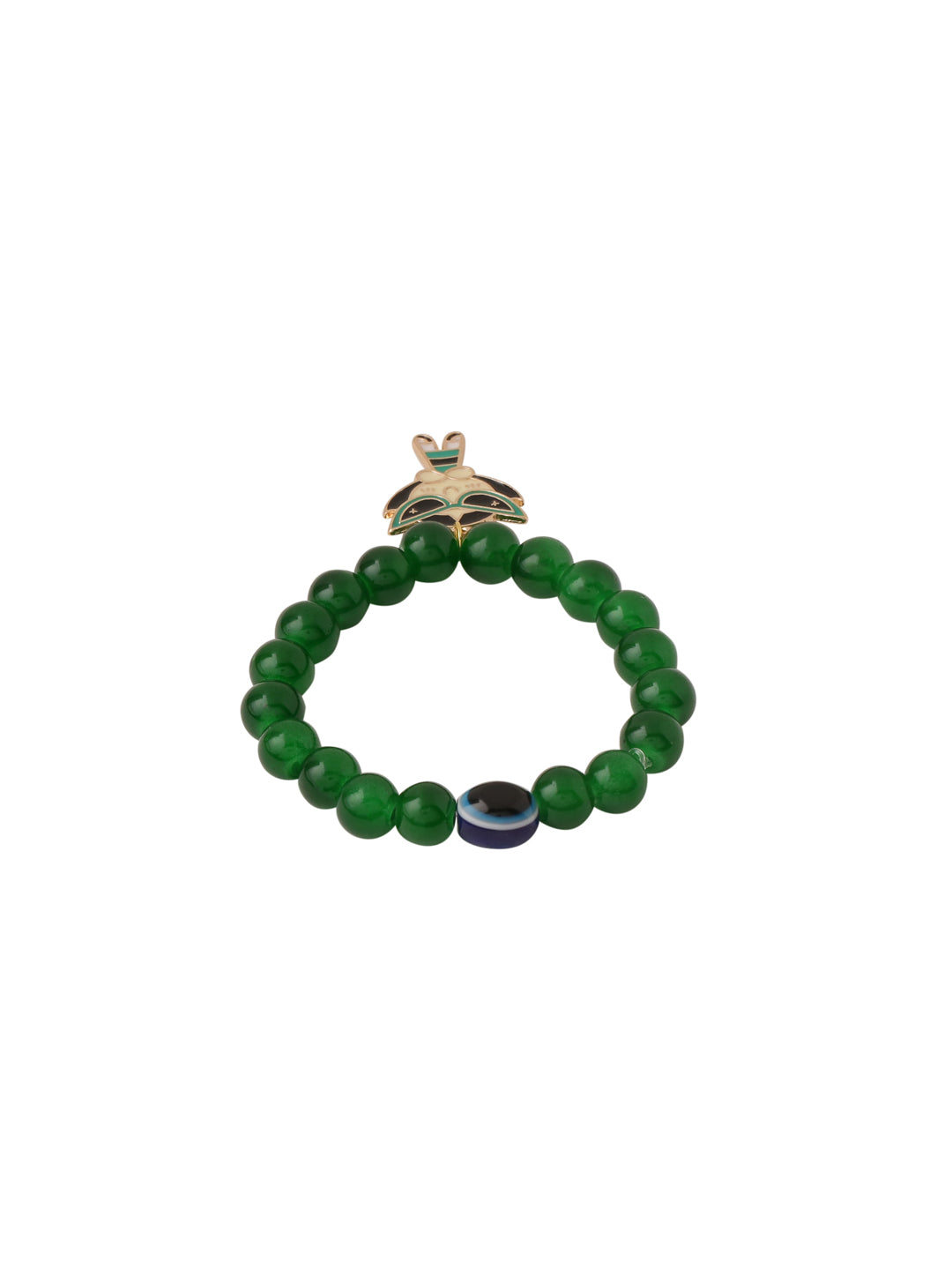 NVR Kids Cartoon Design Green Artificial Beads Thread Rakhi with Roli Chawal Chandan & Mishri | Swadesiicart