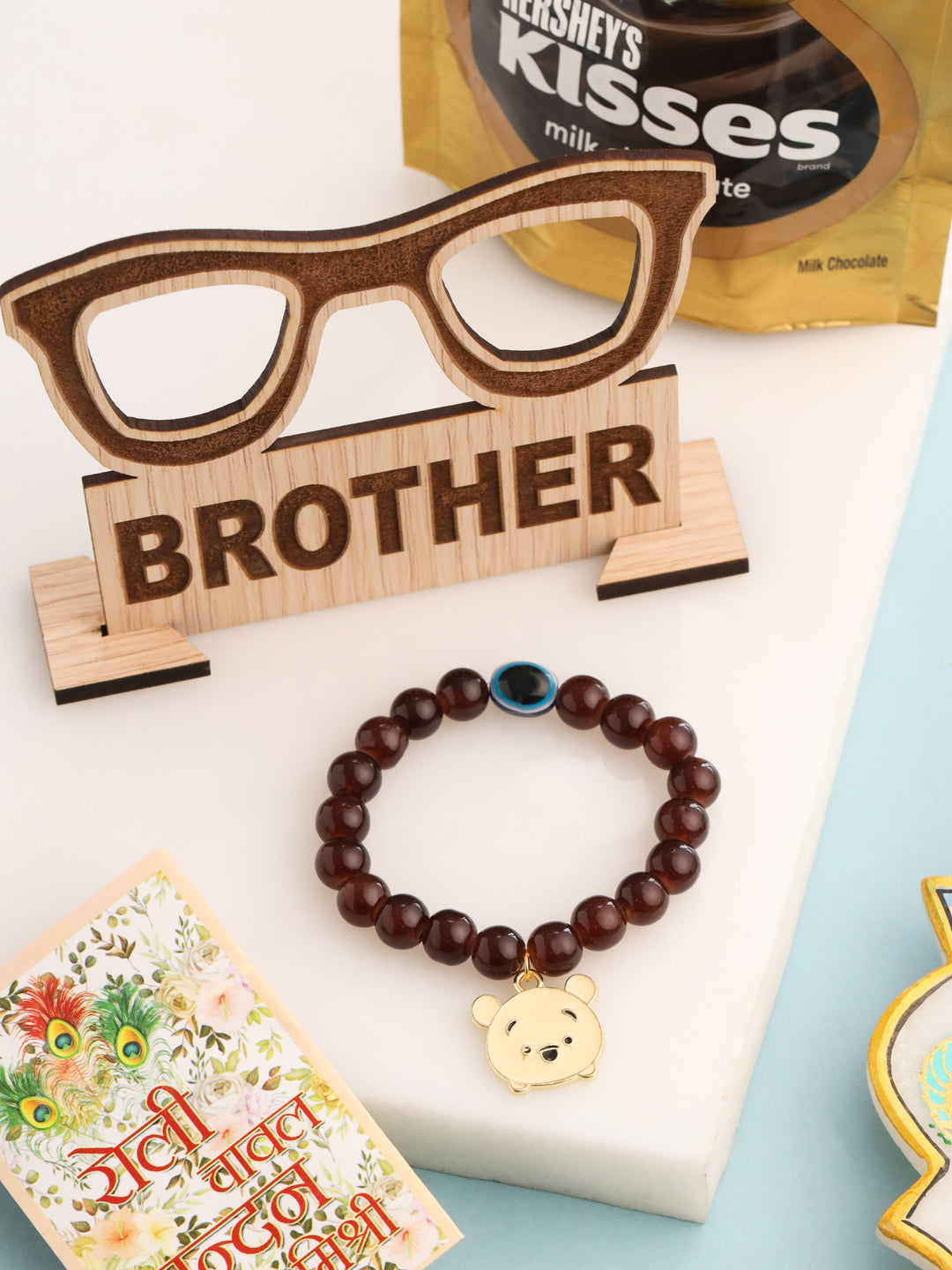 NVR Kids Cartoon Design Brown Artificial Beads Thread Rakhi, Combo for Rakshabandhan | Swadesiicart