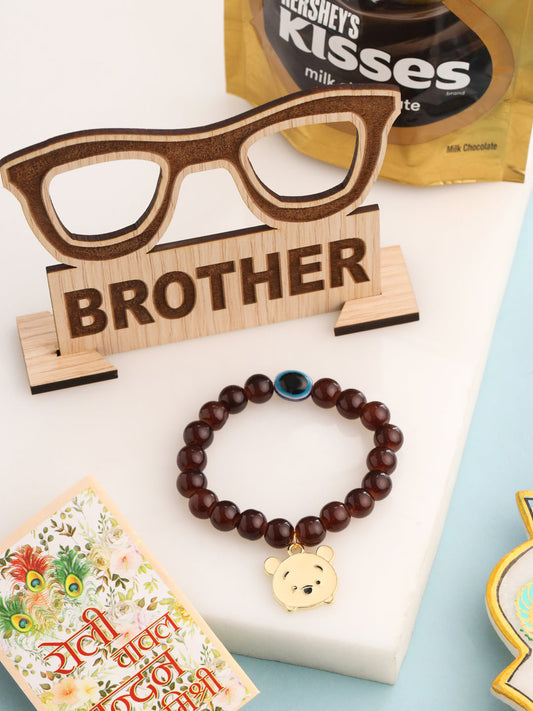 NVR Kids Cartoon Design Brown Artificial Beads Thread Rakhi, Combo for Rakshabandhan | Swadesiicart
