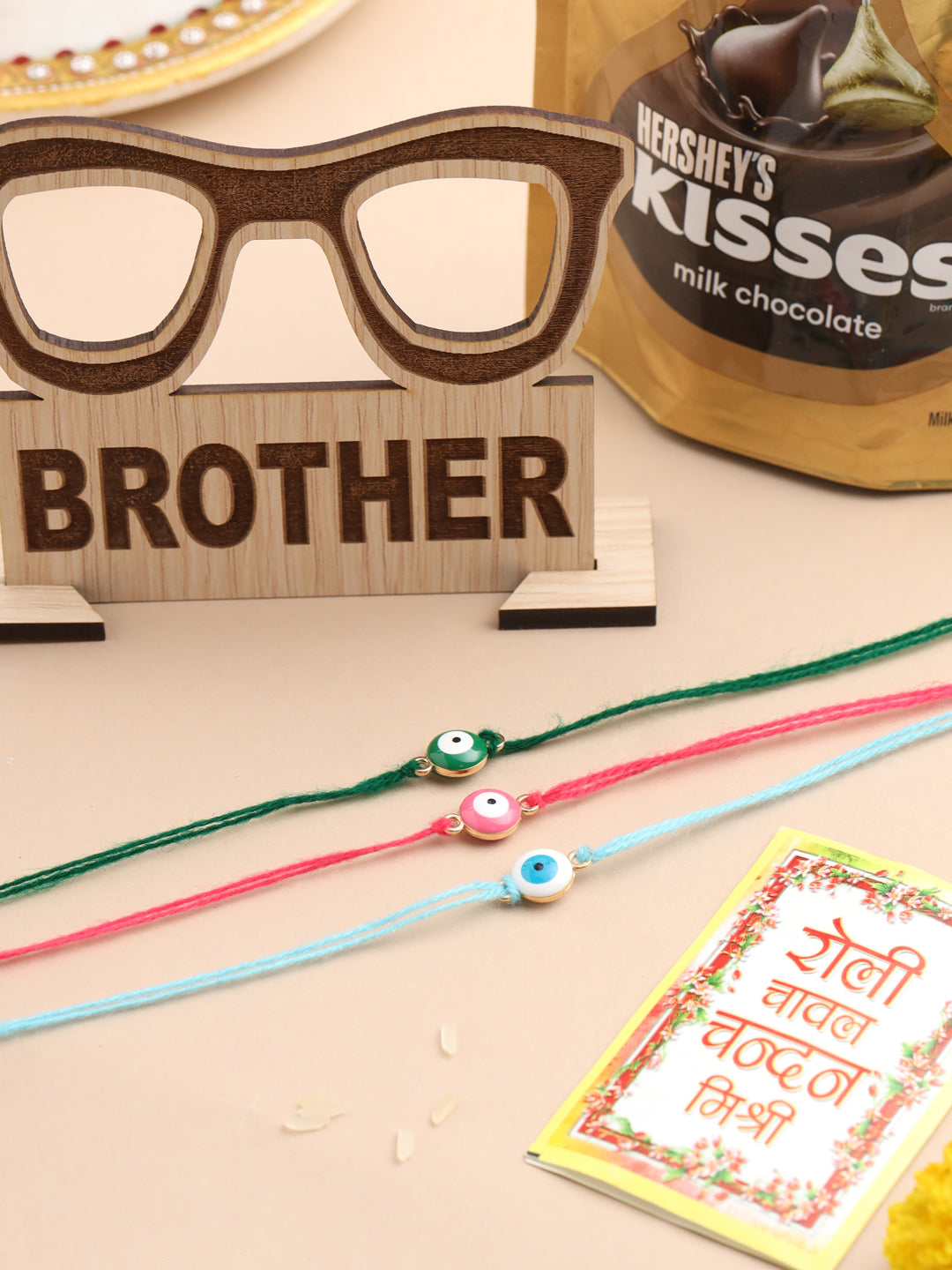 NVR Men's Set of 3 Multicolor Evil Eye Thread Rakhi, Combo for Rakshabandhan | Swadesiicart