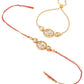 NVR Set of 2 Gold Toned Kundan Studded Bhaiya Bhabhi Rakhi Set, Combo for Rakshabandhan | Swadesiicart