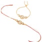 NVR Set of 2 Gold Toned Kundan Studded Bhaiya Bhabhi Rakhi with Roli Chawal Chandan & Mishri | Swadesiicart