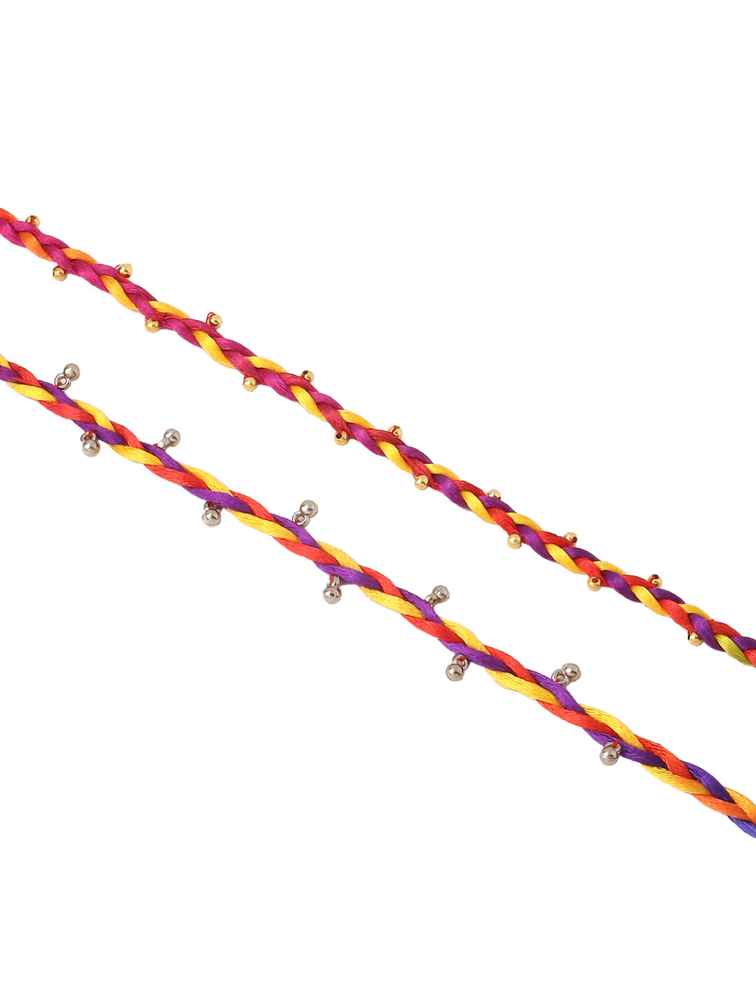 NVR Men Multicolor Artificial Beads Thread Rakhi with Roli Chawal Chandan & Mishri - Swadesiicart