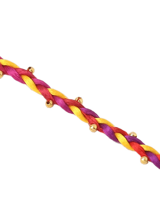 NVR Men Multicolor Artificial Beads Thread Rakhi with Roli Chawal Chandan & Mishri - Swadesiicart
