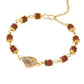 NVR Set of 2 Gold Toned Rudraksh & Pearls Bhaiya Bhabhi Rakhi with Roli Chawal Chandan & Mishri | Swadesiicart