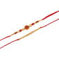 NVR Men's Set of 2 Red Religious Thread Rakhi with Roli Chawal Chandan & Mishri - Swadesiicart