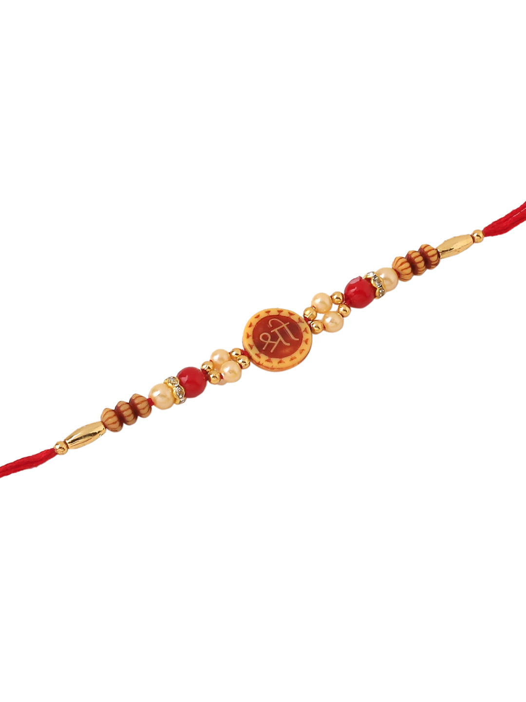 NVR Men's Set of 2 Red Religious Thread Rakhi with Roli Chawal Chandan & Mishri - Swadesiicart