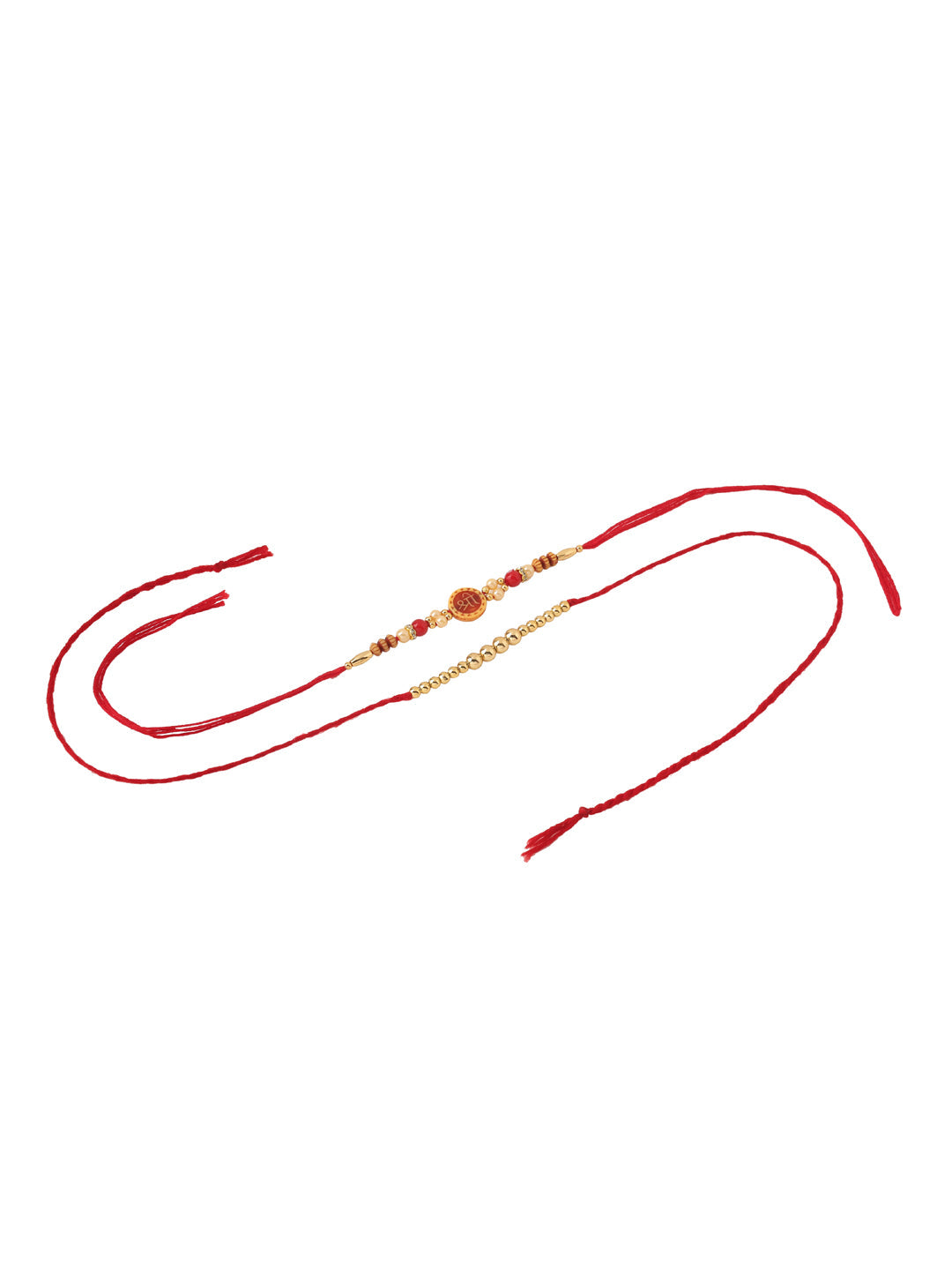 NVR Men's Set of 2 Red Religious Thread Rakhi with Roli Chawal Chandan & Mishri - Swadesiicart