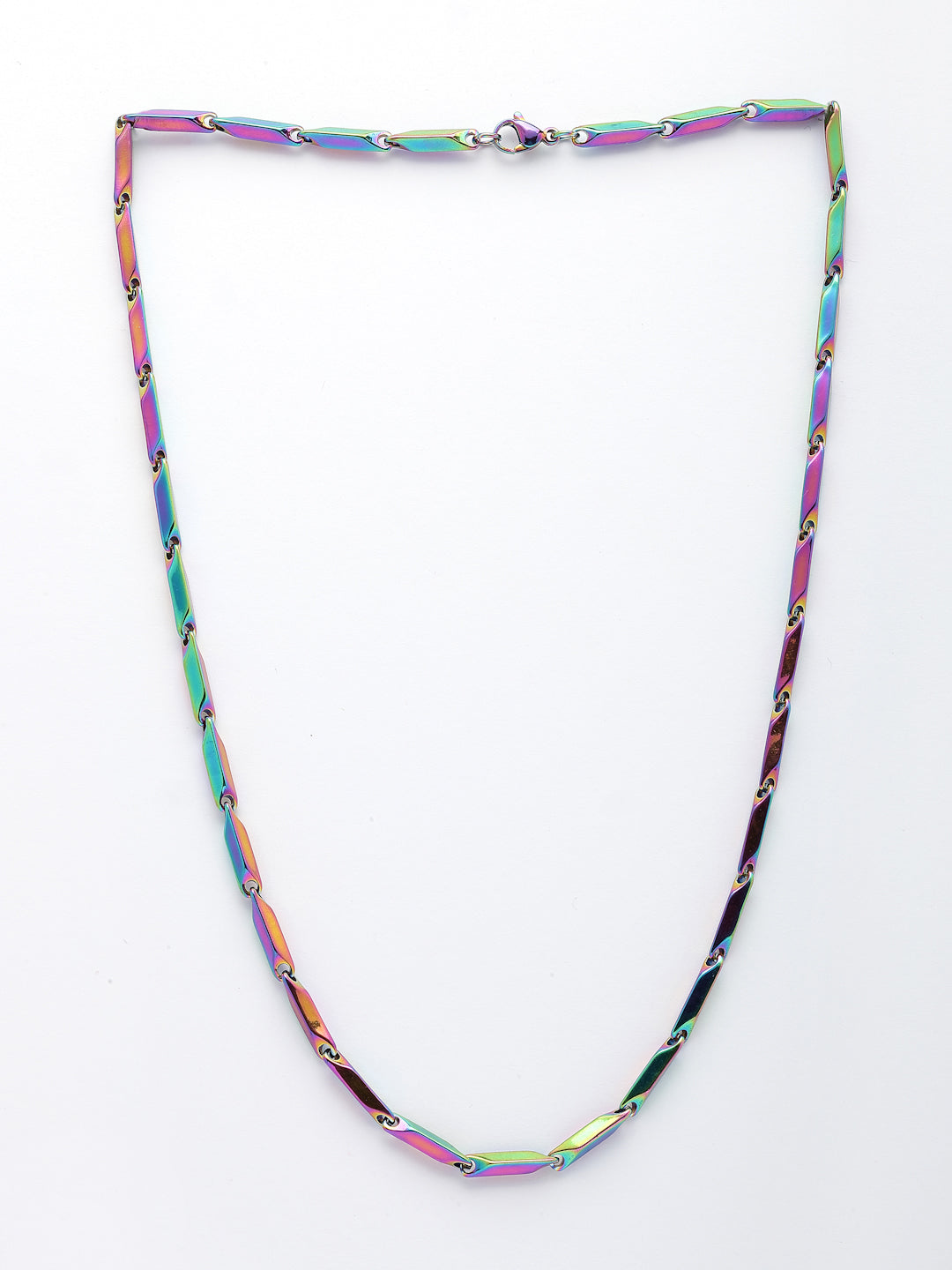 NVR Men Multicolor Rhodium-Plated Stainless Steel Chain - Swadesiicart