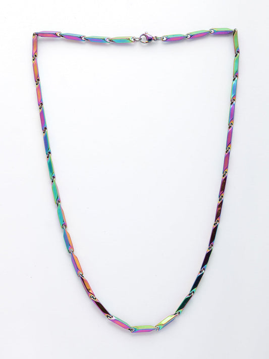 NVR Men Multicolor Rhodium-Plated Stainless Steel Chain - Swadesiicart