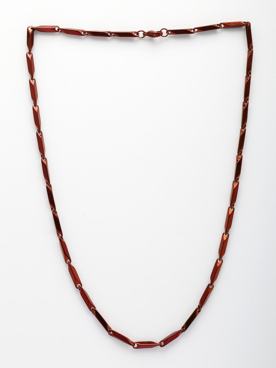 NVR Men Maroon Rhodium-Plated Stainless Steel Chain | Swadesiicart