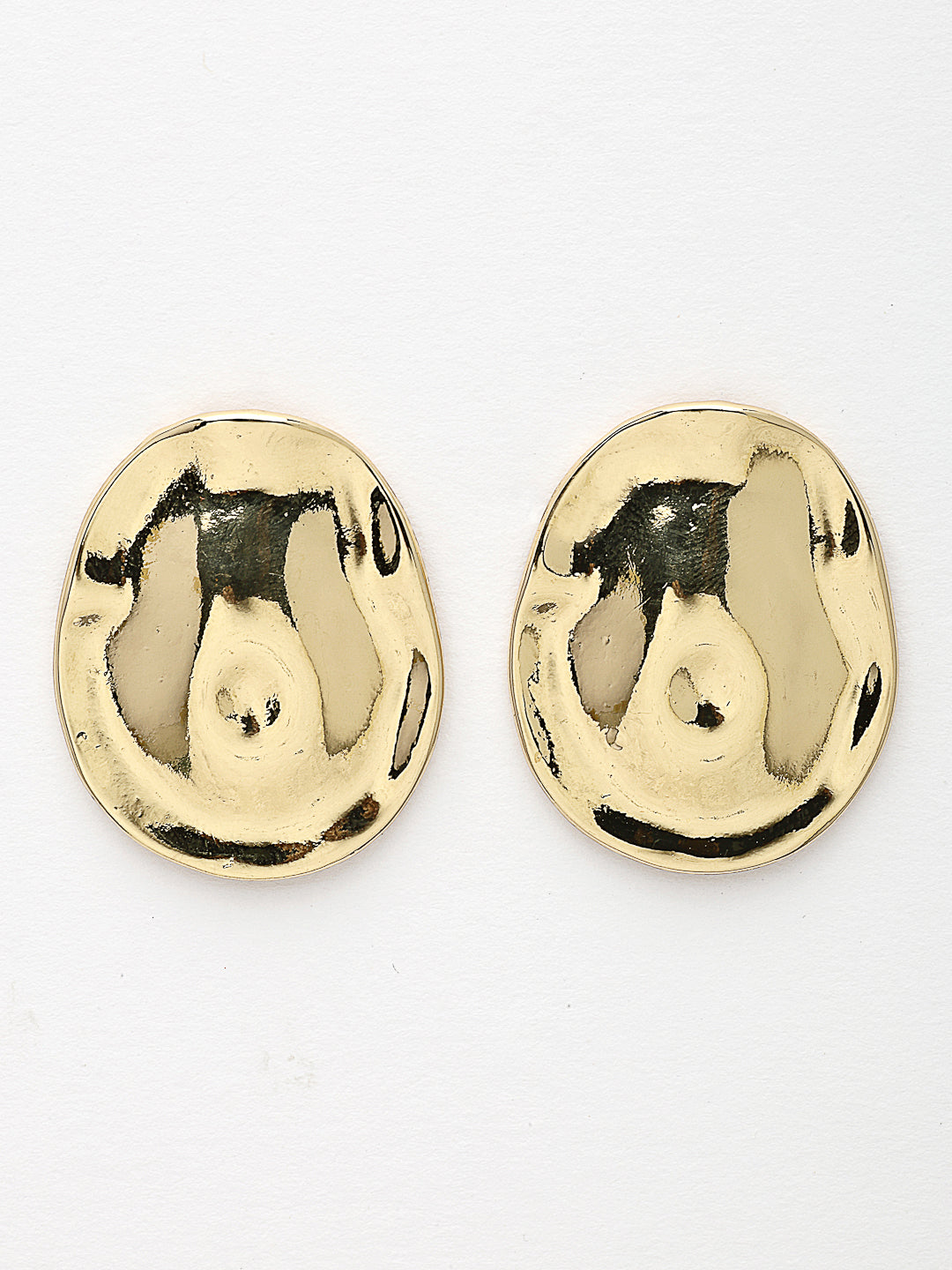 NVR Women's Gold-Polished Oval Shape Studs Earring - Swadesiicart