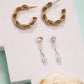 NVR Women's Set of 3 Gold-Polished Artificial Stones Half Hoop Earrings - Swadesiicart