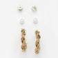 NVR Women's Set of 3 Gold-Polished Artificial Stones Half Hoop Earrings - Swadesiicart